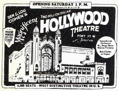 Hollywood Theatre - Old Ad From John Lauter